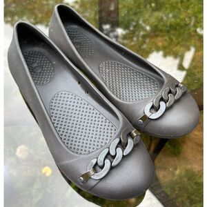 Crocs Gianna Chain Link Women Size 6 Brown Casual Ballet Flats Shoes 14574